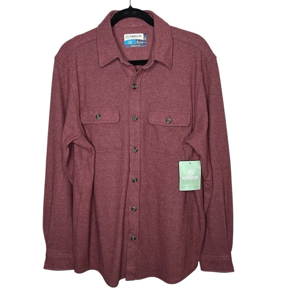 New! Magellan Fish Gear Campfire Knit Shacket Burgundy Red Button Up Men’s Sz M